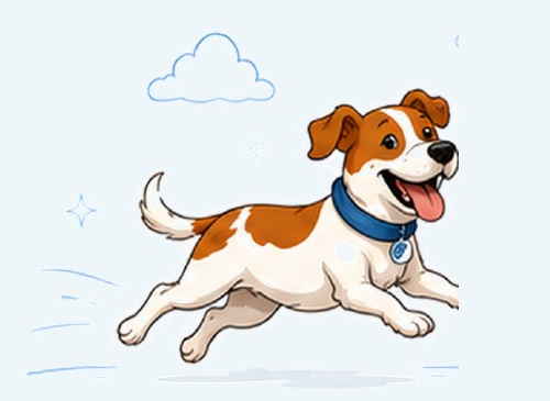 Illustration of a happy running dog